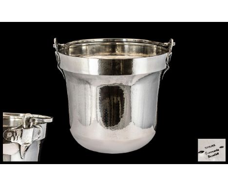 Gianmaria Buccellati Italian Superb Large and Impressive Bespoke Hand Crafted Planished Sterling Silver Ice Bucket with carry