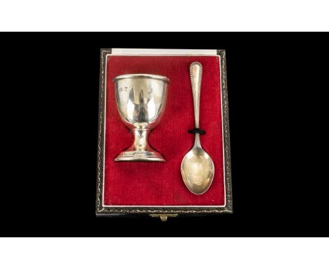 Sterling Silver Child's Egg &amp; Spoon Set in original box.