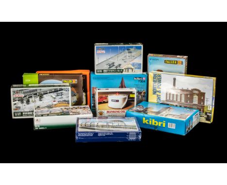 A Collection of Boxed Railway Related Accessories to include Kibri N 7364 theme city centre, 7362 city centre, Faller N232284