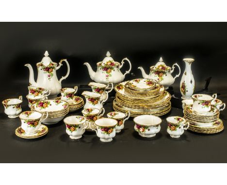 Royal Albert 'Old Country Roses' Collection comprising large tea pot, smaller tea pot, coffee pot, 9 teacups, 10 saucers, 4 c