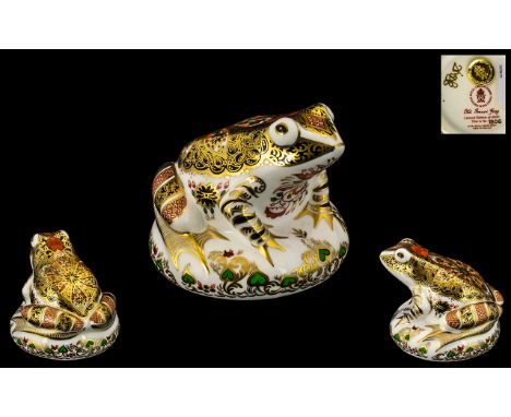 Royal Crown Derby Limited Numbered Edition Hand Painted Imari Paperweight 'Old Imari Frog', signed in gold to underside; Ltd.