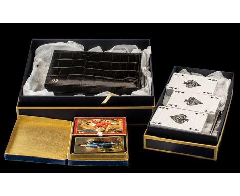 Boxed Bridge Set by Aspinal of London unused, in leather  case, in original Aspinal box; Aspinal of London boxed set of cards