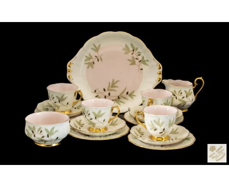 Royal Albert Tea Set 'Braemar' comprising a milk jug, sugar bowl, four teacups, four saucers and four 4"cake/sandwich plates,