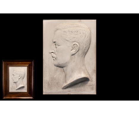 Portrait Plaster Bust of S M Albert, indistinctly artist signed, dated 1915; in a mahogany frame; 17 inches x 14 overall