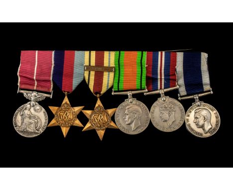 British Empire Medal Group WW2 to include 1939-45 Star, Africa Star with North Africa 1942/43 Clasp, Defense &amp; War Medal,