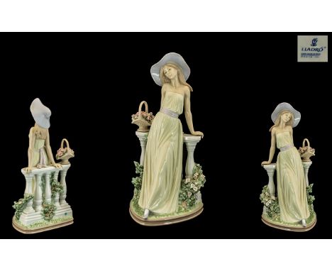 Lladro Hand Painted Tall Porcelain Figure ' Time For Reflection', model no. 5378, designed by Jose Pughe, issued 1980s, now r
