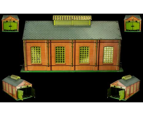 Hornby Series 00 Gauge Double Engine Two Rail Shed of large proportions, c1930s, in excellent all round condition, paintwork 
