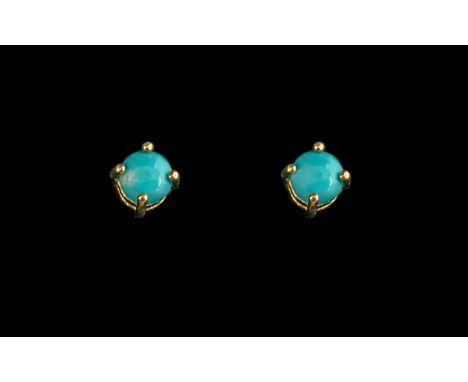 Vintage Turquoise Sterling Silver Stud Earrings for pierced ears, attractive vintage earrings in gift box.  