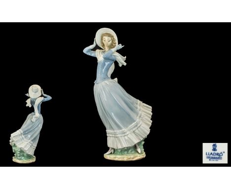 Lladro Tall &amp; Impressive Handpainted Porcelain Figure 'Spring Breeze' Model No. 4936.  Designer Vicente Martinez.  Issued