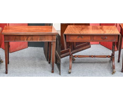 A Reproduction Sofa Table,144cm by 54cm by 74cm, together with a George III mahogany fold over tea table (2)