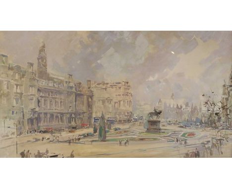 After William WalcottBustling city centreOverpainted print, together with a small group of prints to include "The Death of Ne