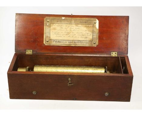 An Early Key-Wind Musical Box, By Duccummon Girod, Ser. No. 8075, playing six airs including William Tell, small single-sprin