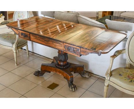 A Regency Rosewood Sofa Table On Paw Feet, 157cm by 68cm by 75cm