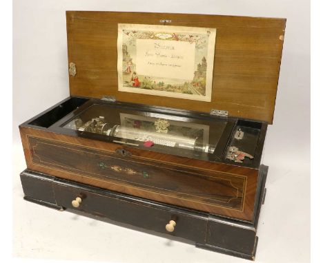 A Rare 'Victoria' Forte-Piccolo-Zither Interchangeable Musical Box, Ser. No. 104, with the complete nickel-plated cylinder ou