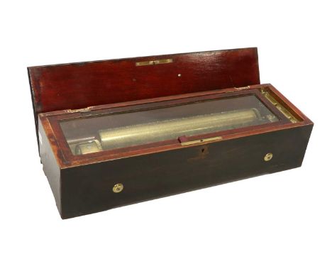 A Key-Wind Musical Box, By L. Frères, Ser. No. 34001, with single-spring motor and stamped single-section comb in red stained