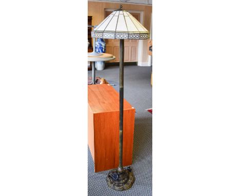 A Modern Standard Lamp, with Tiffany style shade