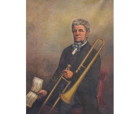 British School (19th Century)Portrait of John Dean, Trombonist in the Glusburn and Crosshills BandInscribed and dated 1887, o