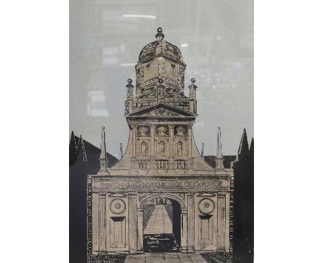 Robert Tavener (1920-2004)"Elizabethan Gateway, Caius College"Signed, inscribed, numbered 11/50 and dated (19)71, limited edi