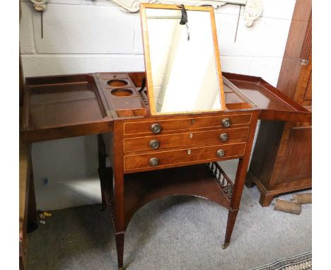 A Georgian Mahogany Wash Stand, with easel backed mirror, 61cm by 50cm by 89cm