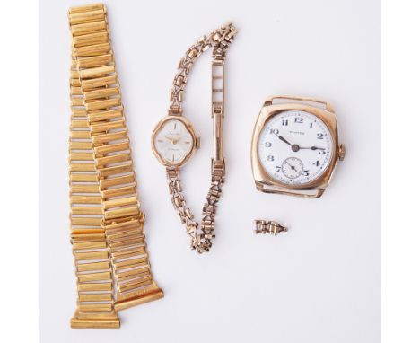 Two vintage watches to include a 9ct yellow gold ladies Everette with spare link, 10.81gm and a 9ct yellow gold cased gent's 