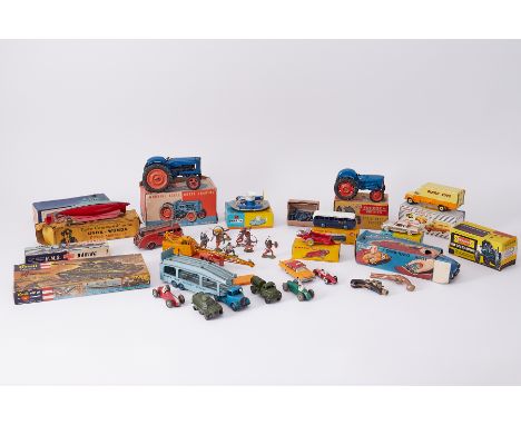 A mixed collection of toys and models including Chad Valley Fordson tractor, Unda Wunda diving submarine, Dinky Supertoys mod