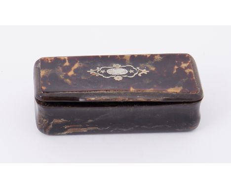 A 19th century inlaid and tortoise shell snuff box, width 75mm.