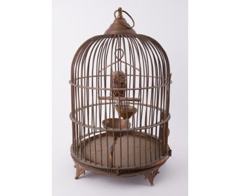 A vintage brass bird cage, height 51cm.