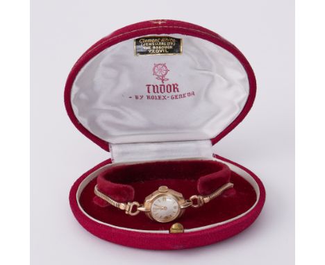 Tudor, a vintage ladies 9ct yellow gold Tudor wristwatch, number 8047, with original inner &amp; outer boxes and Guarantee da