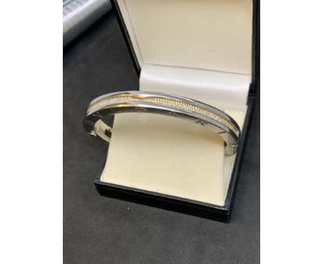 WHITE METAL BANGLE MARKED BVLGARI SET WITH 2.00ct OF DIAMONDS
TESTED AS STEEL &amp; WHITE GOLD&nbsp;Please see below video li