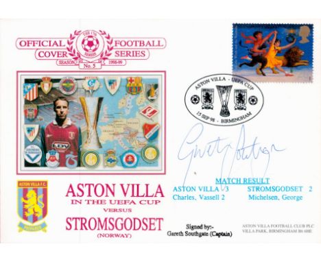 Gareth Southgate signed Aston Villa v Stromsgodset UEFA Cup 1998 Dawn FDC PM Aston Villa UEFA Cup 15 Sep 98 Birmingham. Good 