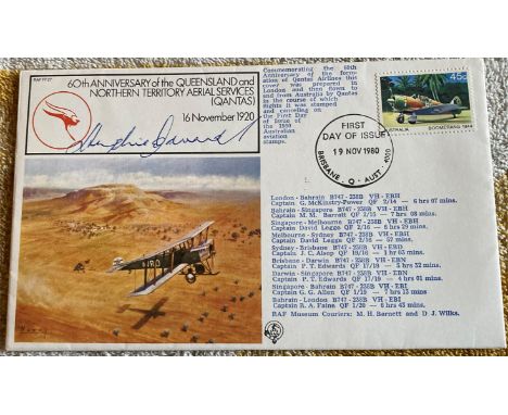 WW2 Victoria Cross winner Hughie Edwards VC signed 60th ann QANTAS first flight cover. Good Condition. All autographs come wi