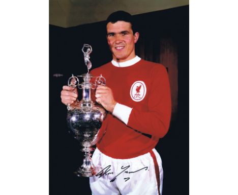 Autographed Ron Yeats 16 X 12 Photo - Col, Depicting A Superb Image Showing The Liverpool Captain Posing With The First Divis