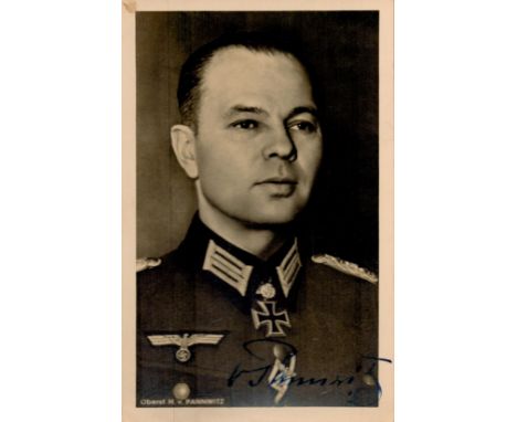 World War II Helmuth von Pannwitz signed 6x4 vintage sepia photo. Helmuth von Pannwitz (14 October 1898 - 16 January 1947) wa