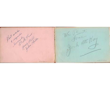 1930's Big Band and Entertainment Collection within an Vintage Autograph Book. Signatures include Mill Brothers, Jock McKay, 