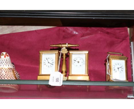 A brass cased double miniature carriage clock / barometer 