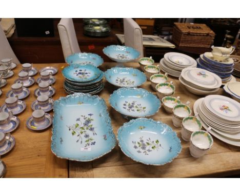 A Victorian floral decorated part dessert service; together with Victorian gilt decorated tea cups 