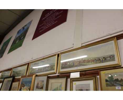 A set of four gilt framed hunting prints 
