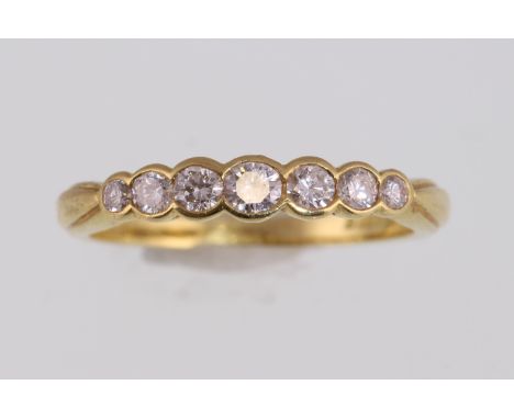 An 18ct yellow gold H/M seven-stone diamond ring, the seven graduated brilliant cut diamonds approx total weight 0.50ct, appr