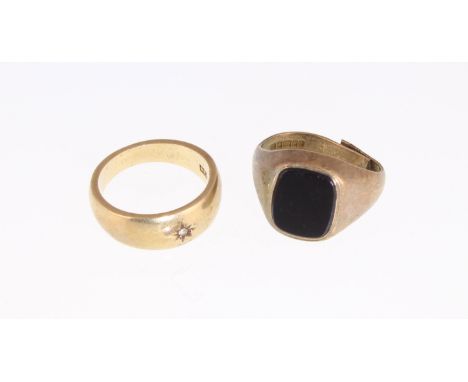 Two 9ct H/M gents rings, one diamond set, together approx 11.8gms