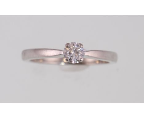 An 18ct white gold H/M diamond single stone ring, the brilliant cut diamond approx weight 0.30ct, approx weight 3.6g, size L