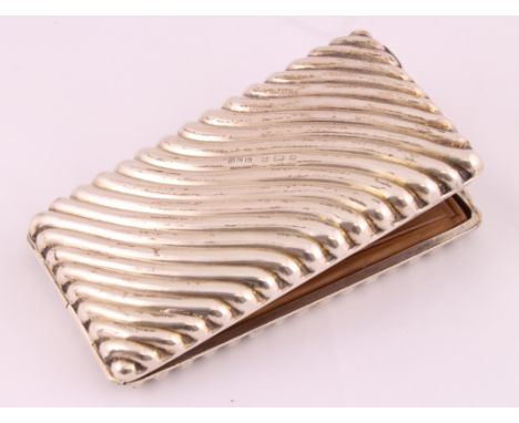 A Victorian silver card case with embossed Wrythen decoration & leather lined, H/M Birmingham 1900 (lacks pencil) in original