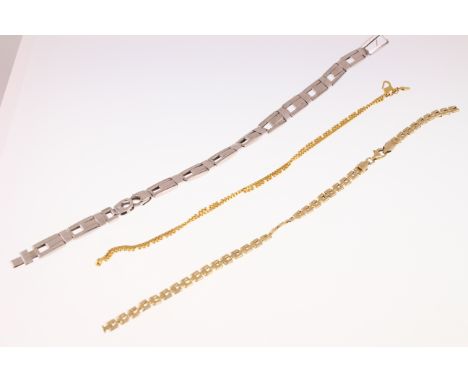 POLICE - Three bracelets, a 22ct H/M approx 4.3gms, 585 marked approx 13.7gms & 333 marked approx 3.6gms   [VAT ON HAMMER PRI