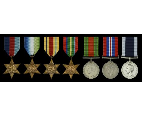 Seven: Plumber First Class A. J. J. Brown, Royal Navy  1939-45 Star; Atlantic Star; Africa Star; Pacific Star; Defence and Wa