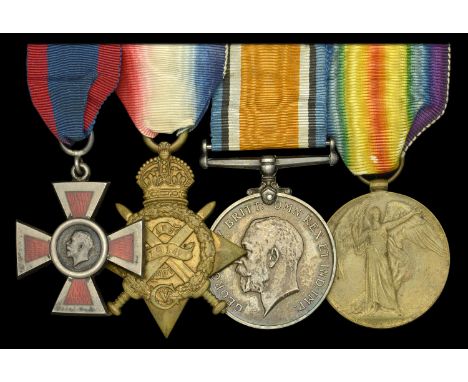 A Great War ‘Western Front’ A.R.R.C. group of four awarded to Miss Isabella B. Grassick, Civil Hospital Reserve, who was Ment