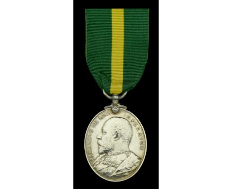 Territorial Force Efficiency Medal, E.VII.R. (37 Sjt: F. Taylor. W.R.D.E.) last letter of unit officially corrected, good ver