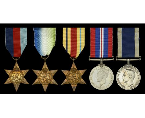 Five: Stoker First Class T. Avery, Royal Navy  1939-45 Star; Atlantic Star; Africa Star; War Medal 1939-45; Royal Navy L.S. &