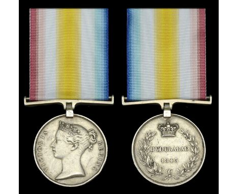 The Hyderabad campaign medal awarded to Major-General Ross B. Moore, 3rd Bombay Light Cavalry, who was recommended for the Vi