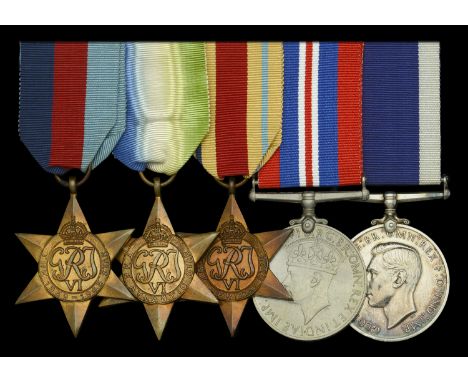 Five: Chief Stoker J. R. I. Parry, Royal Navy  1939-45 Star; Atlantic Star; Africa Star; War Medal 1939-45; Royal Navy L.S. &