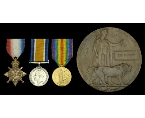 Three: Private L. Bennett, Royal Fusiliers, who was killed in action on the Western Front on 28 July 1916  1914-15 Star (527 