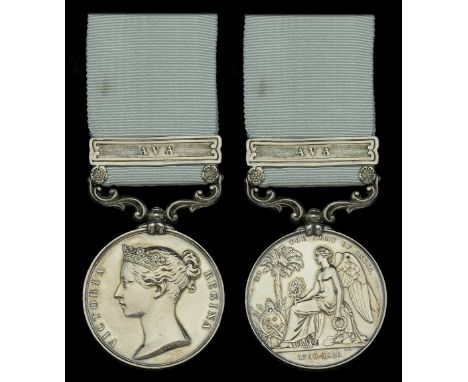 Army of India 1799-1826, 1 clasp, Ava (J. Mahoney, 47th Foot) short hyphen reverse, officially impressed naming, light marks,
